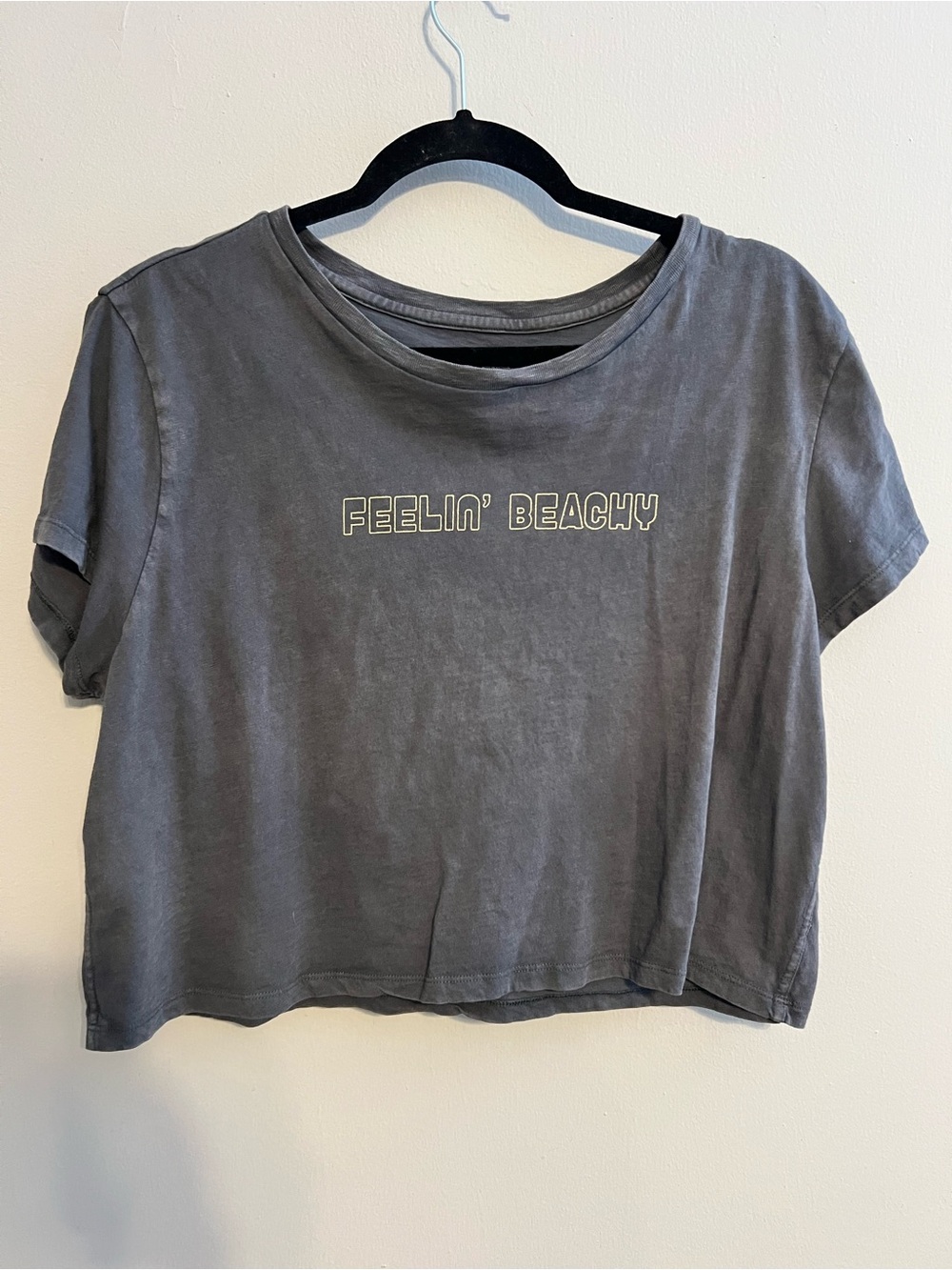 aerie Charcoal 'Feelin' Beachy' Crop Tee | Women’s XXL